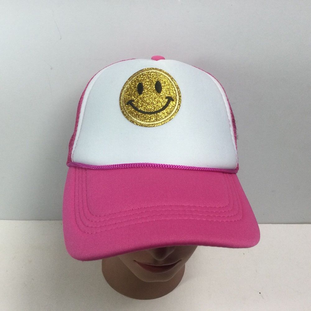 Happy Face Hat Foam Pink White fashion womens‎ Baseball Beach Cap SnapBack